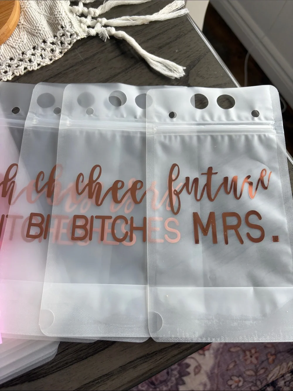 Future Mrs. Rose Gold “Juice Box” Bags - Bridal Party Favor Pouches NWOT